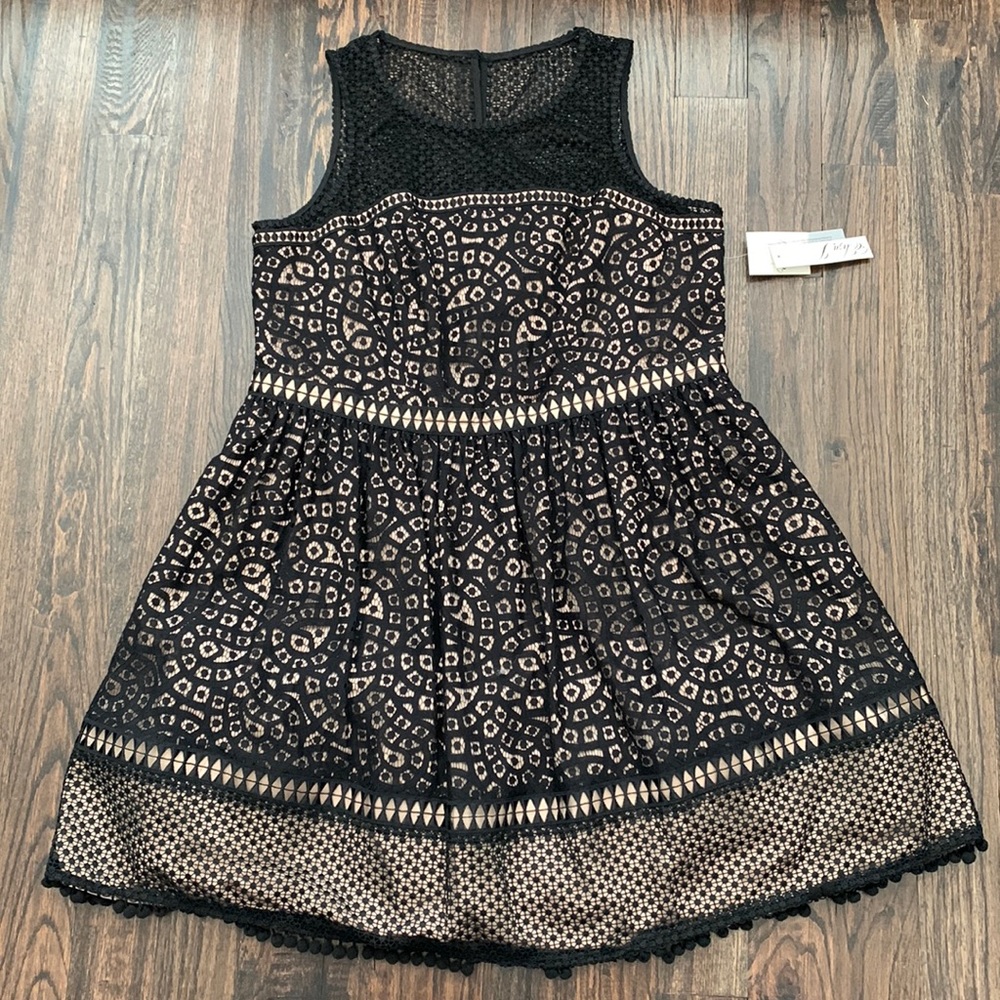 Eliza J Sleeveless Lace Trim Fit & Flare Dress